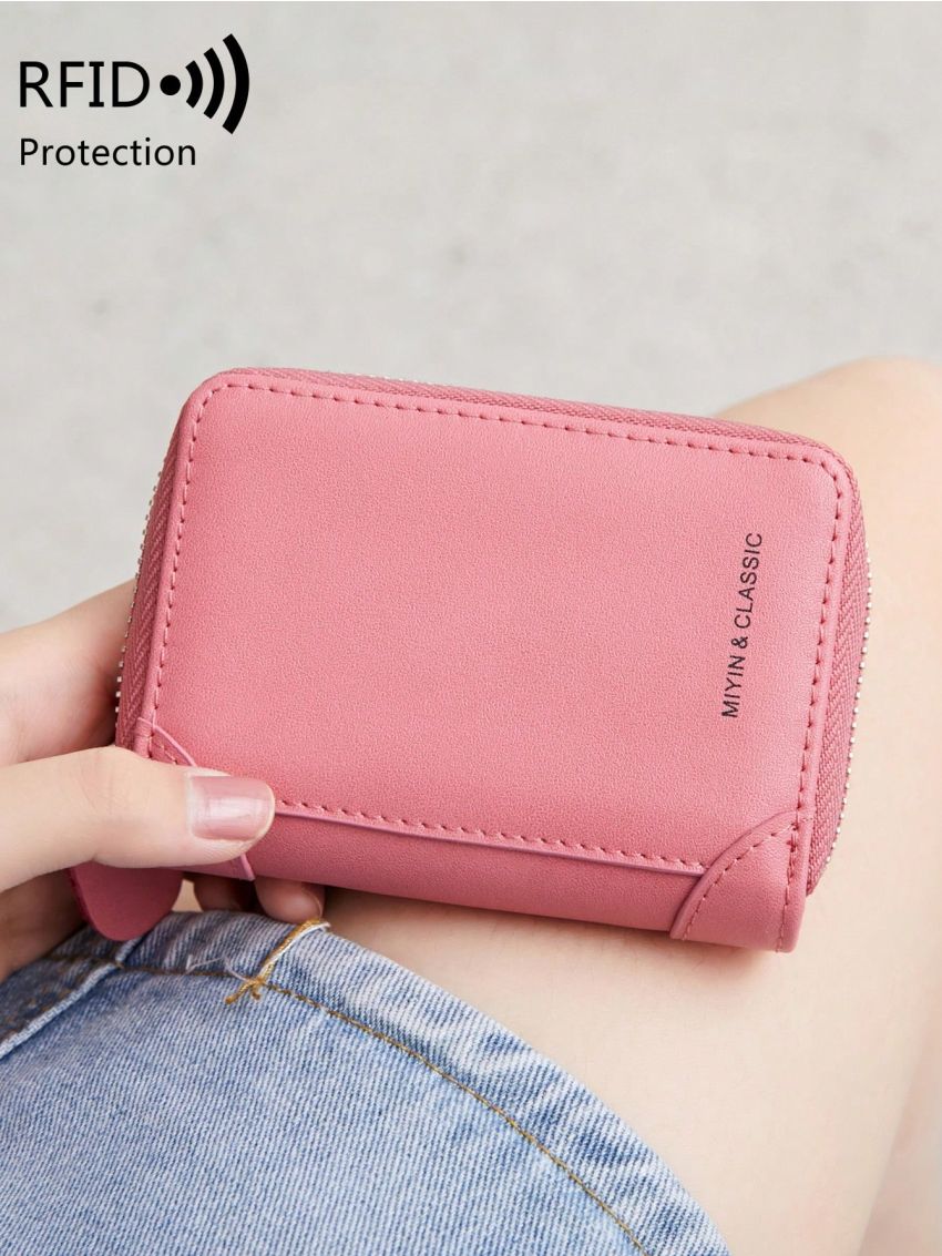 Genuine Leather Letter Graphic Card Holder