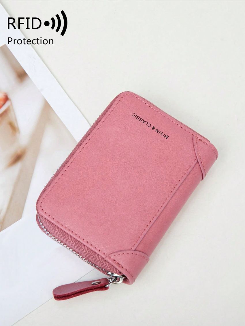 Genuine Leather Letter Graphic Card Holder
