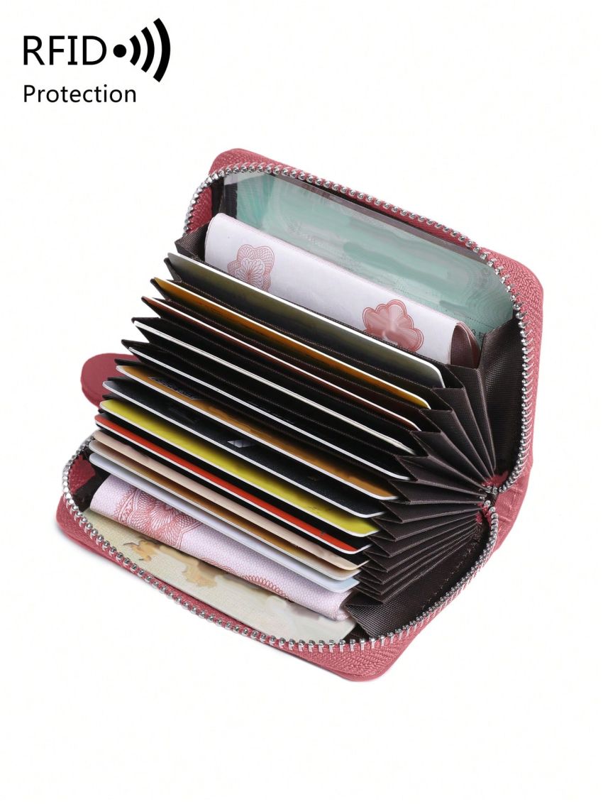 Genuine Leather Letter Graphic Card Holder
