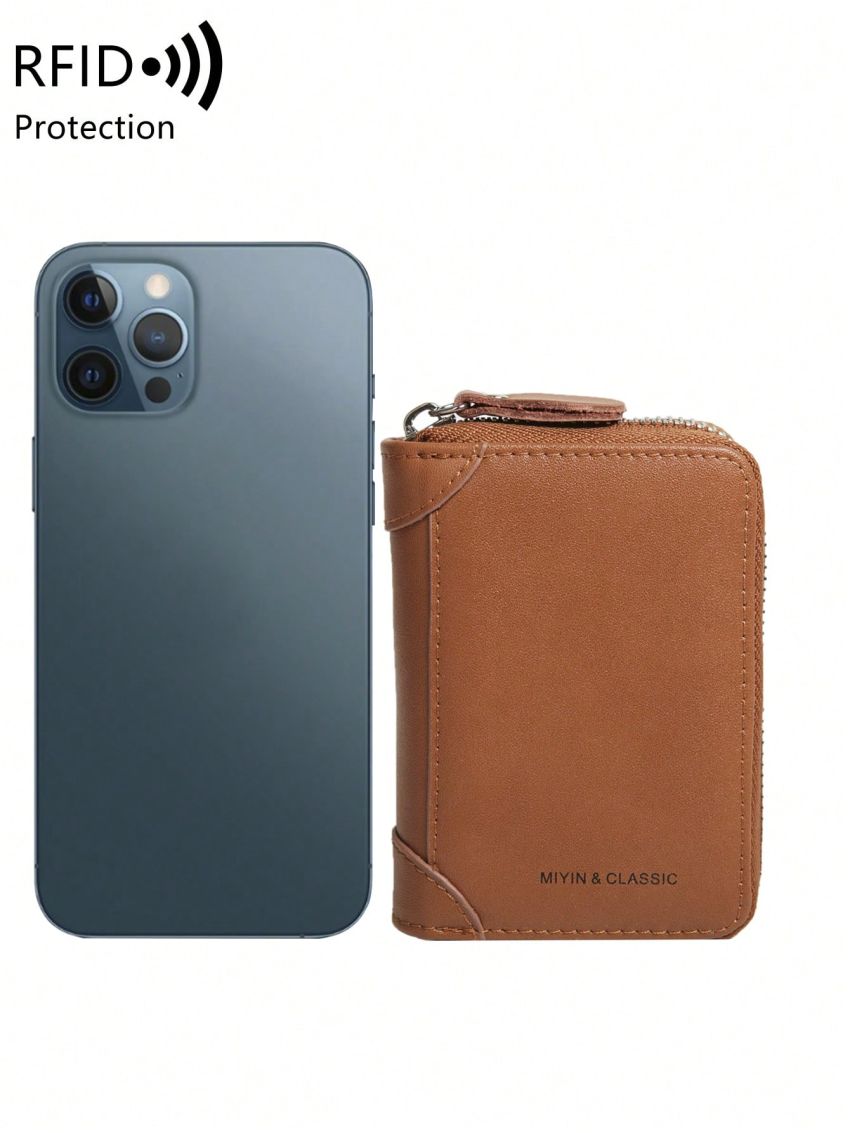 Genuine Leather Letter Graphic Card Holder