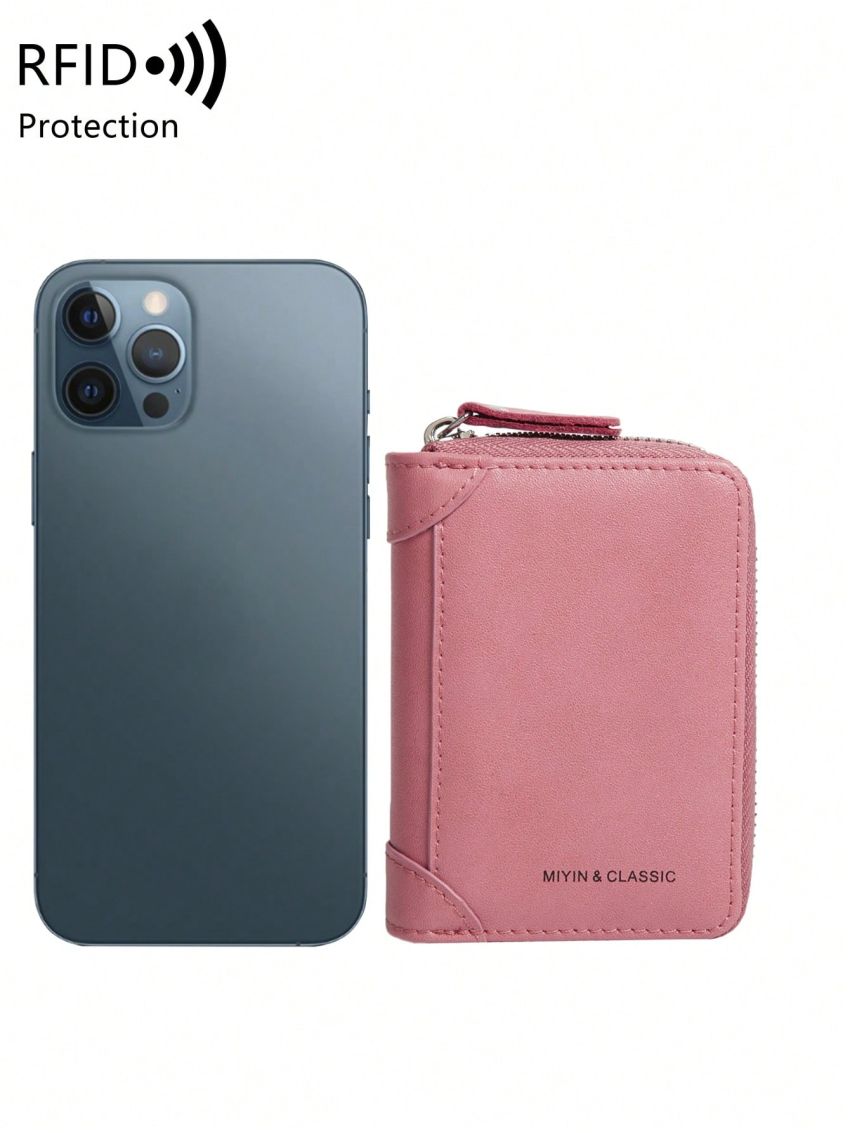 Genuine Leather Letter Graphic Card Holder