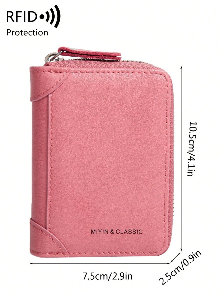 Genuine Leather Letter Graphic Card Holder