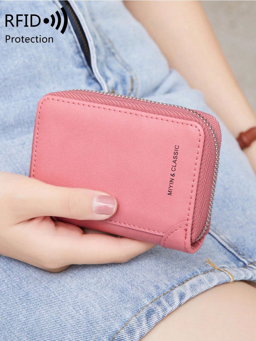 Genuine Leather Letter Graphic Card Holder