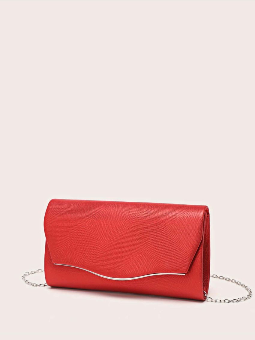 Metal Decor Envelope Bag PU Red Embossed Detail