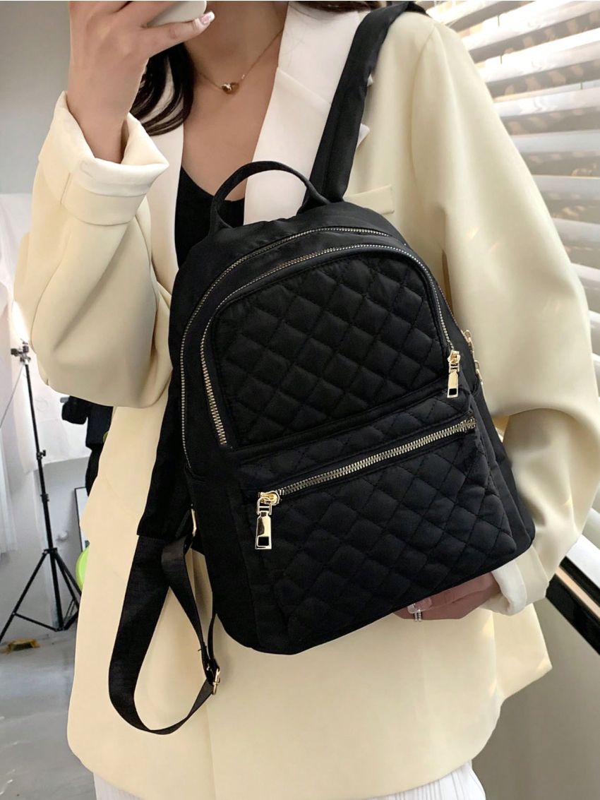 Quilted Detail Functional Backpack