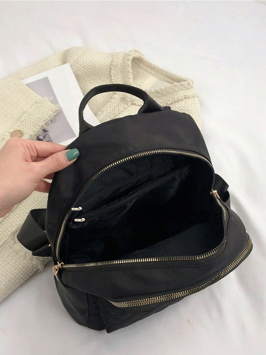 Quilted Detail Functional Backpack