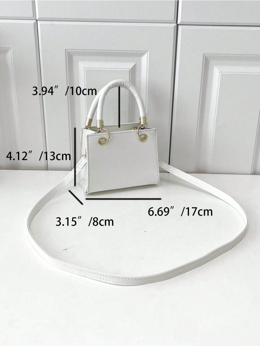 Mini Square Bag Double Handle Solid Color Elegant Style