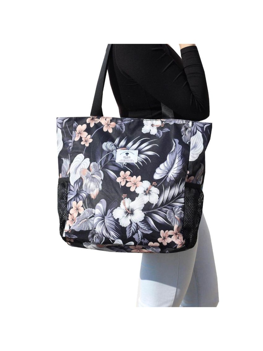 ESVAN Original Floral Water Resistant Large Tote Bag Shoulder Bag for Gym Beach Travel  Work Yoga Nurse Teacher Daily Bags