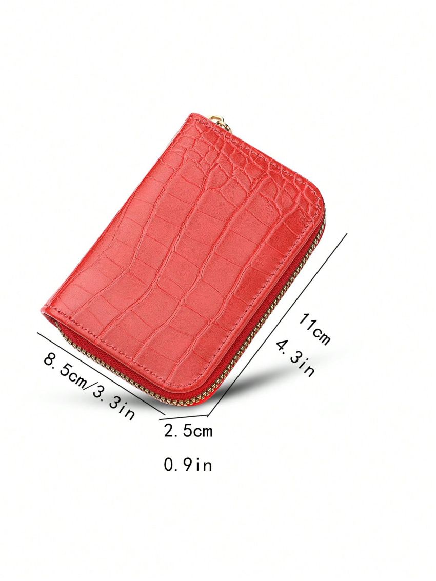 Crocodile Embossed Multiple Card Slot PU Zipper