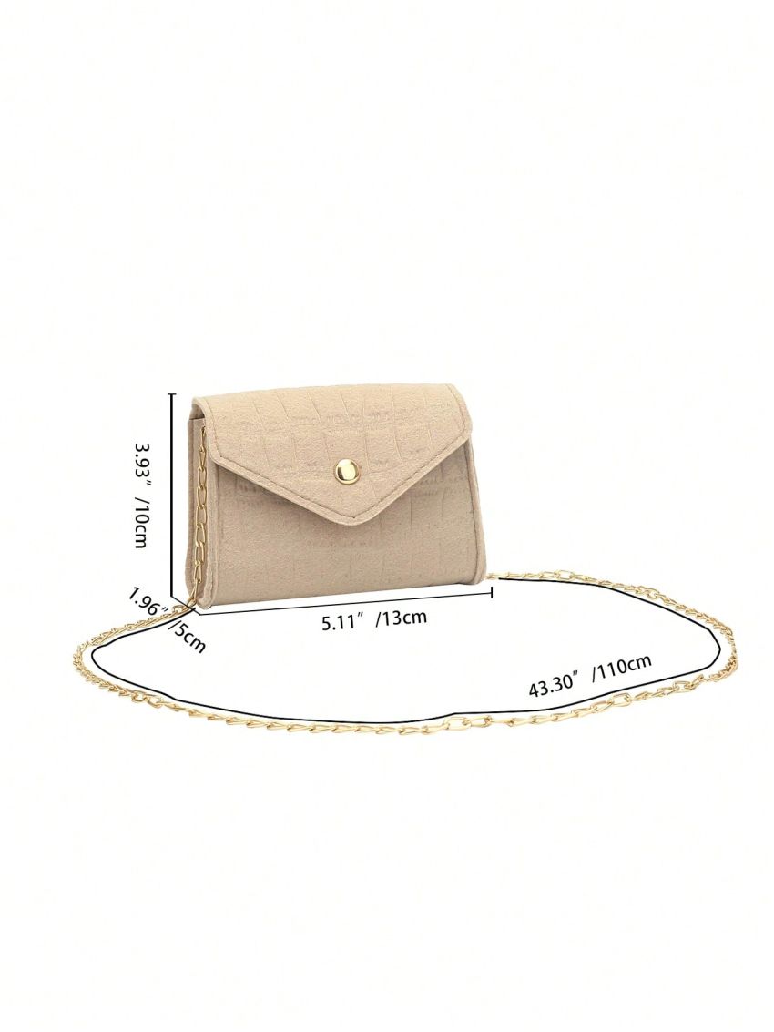 Mini Flap Square Bag Fashionable Crocodile Embossed Chain Felt