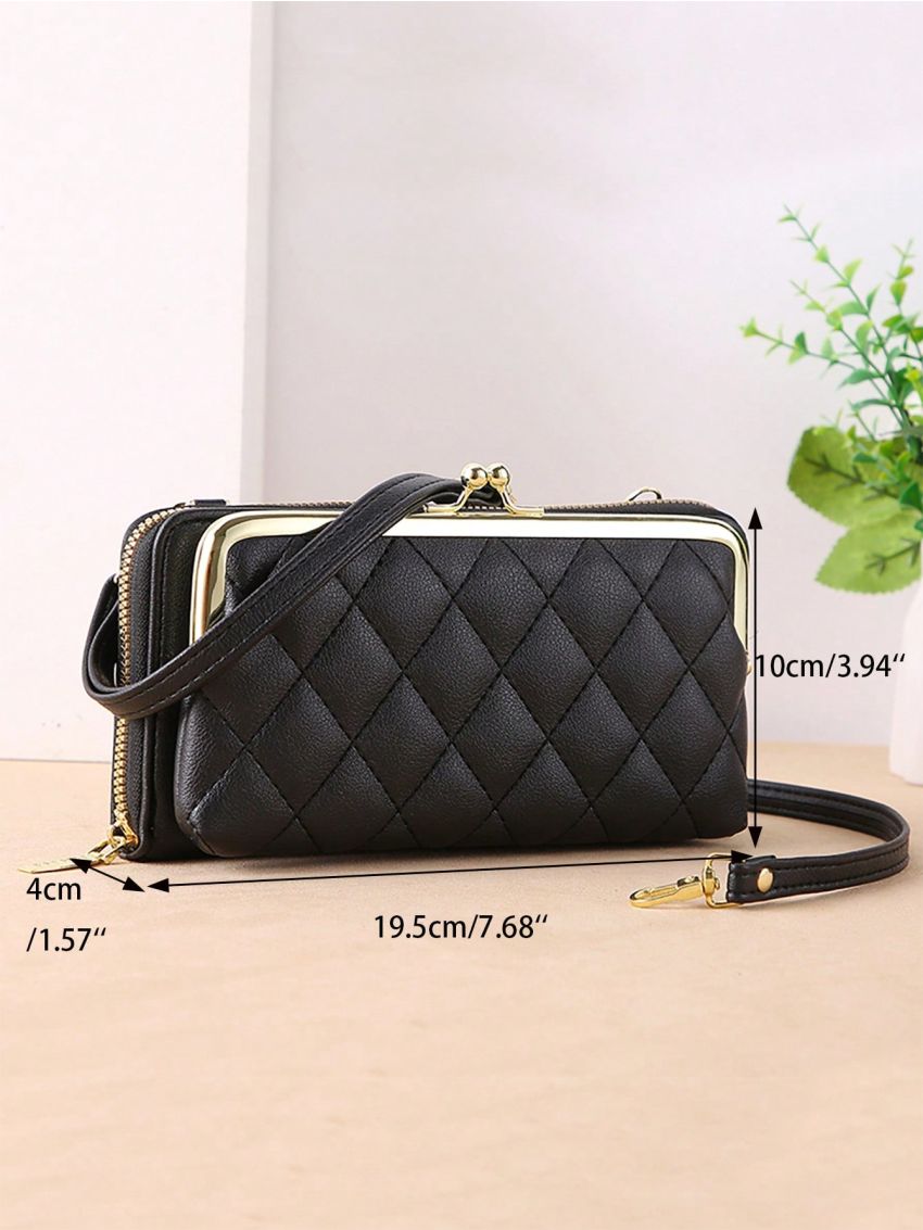 Women's Small Crossbody Wallet, Multi Zippers Metal Decor Shoulder Bag For Phone, Portable Handbag