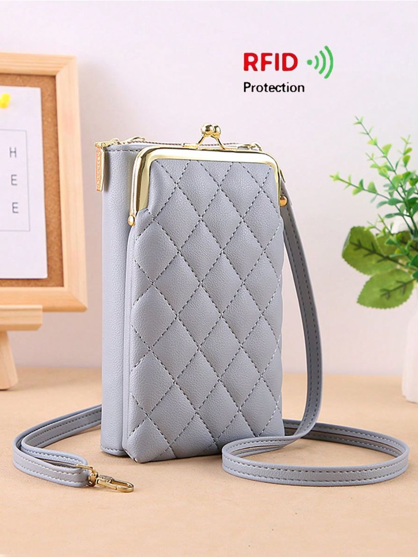 Women's Small Crossbody Wallet, Multi Zipper Metal Decor Shoulder Bag For Phone, Portable Hand Bag