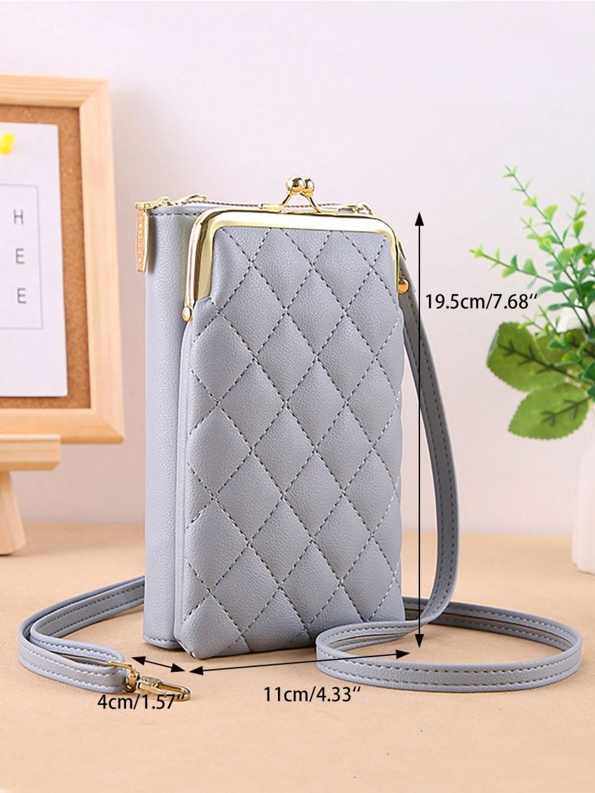 Women's Small Crossbody Wallet, Multi Zipper Metal Decor Shoulder Bag For Phone, Portable Hand Bag