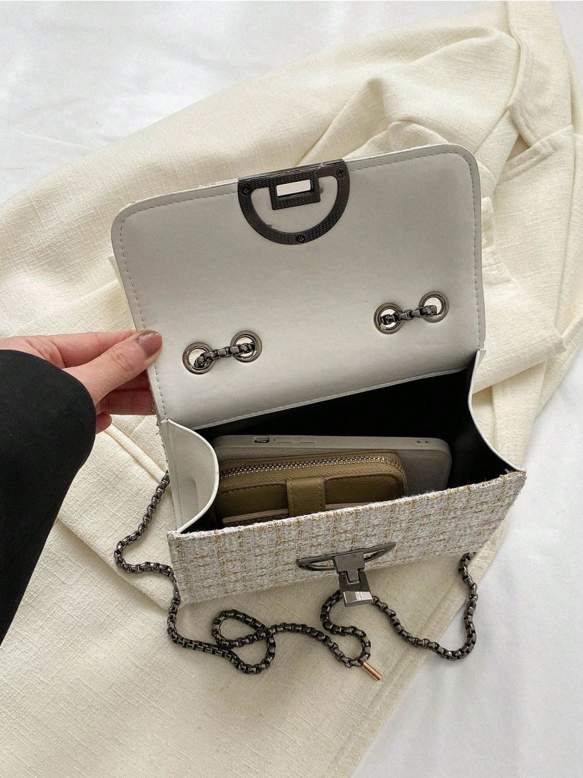 Mini Square Bag Plaid Pattern Flap Chain