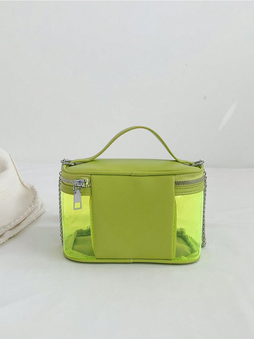 Mini Bucket Bag Clear Zipper Chain PVC