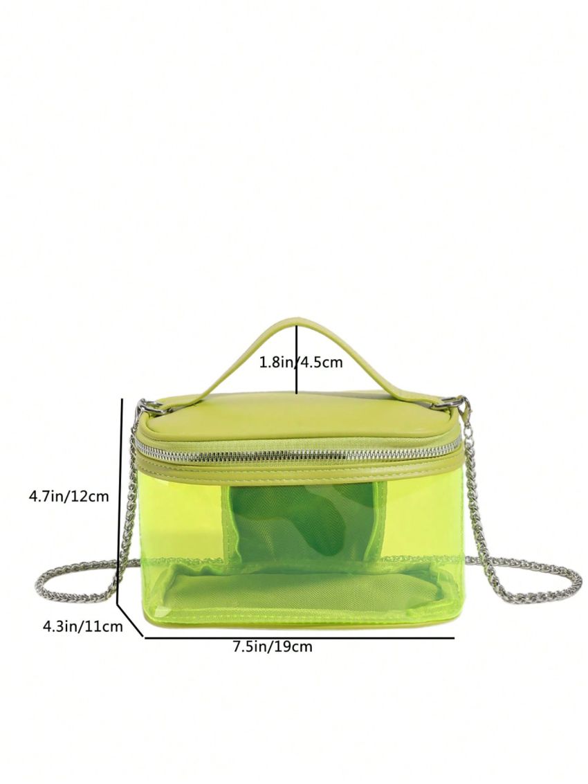 Mini Bucket Bag Clear Zipper Chain PVC