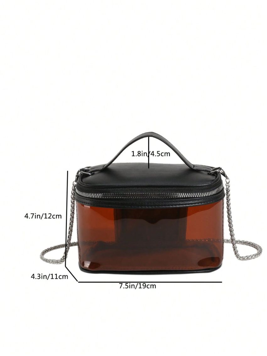 Mini Bucket Bag Clear Zipper Chain PVC