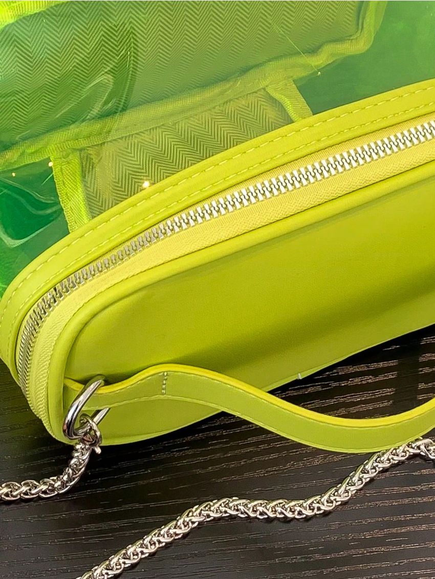 Mini Bucket Bag Clear Zipper Chain PVC