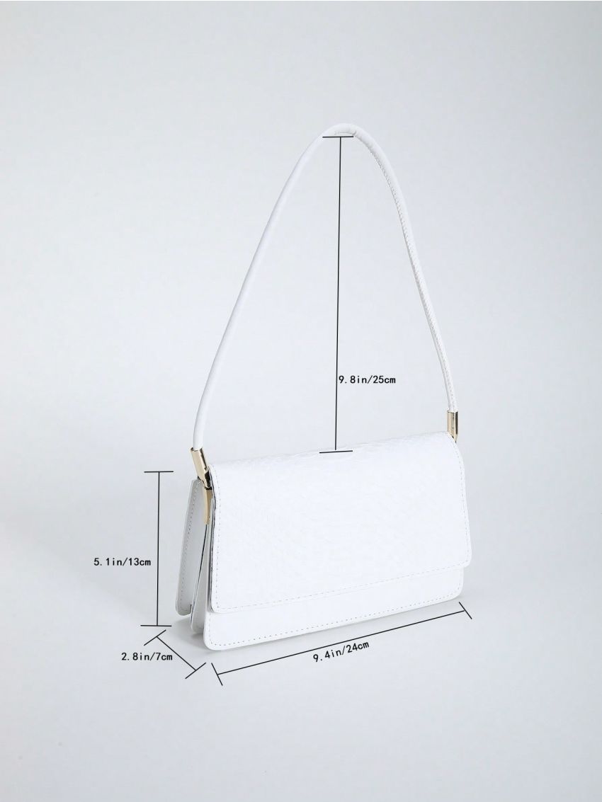 Small Square Bag White Crocodile Embossed PU
