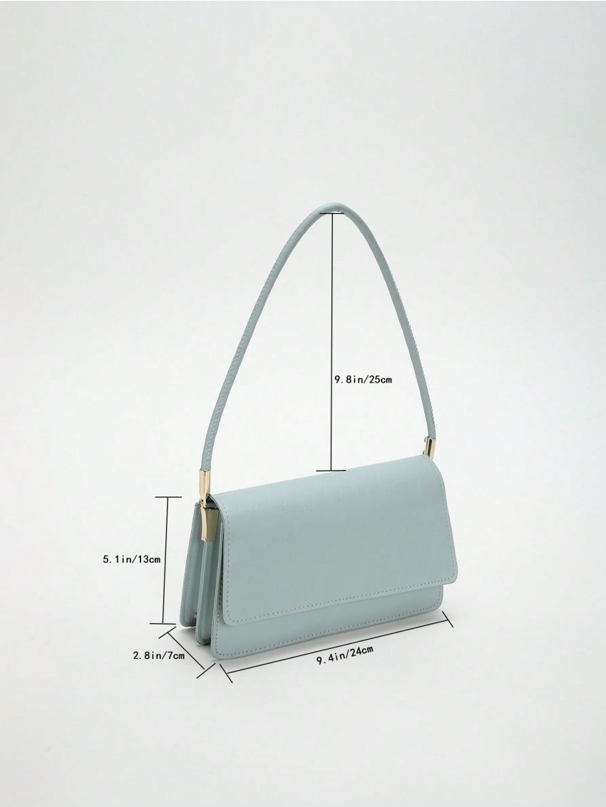 Small Square Bag Plain Color Heart Embossed PU