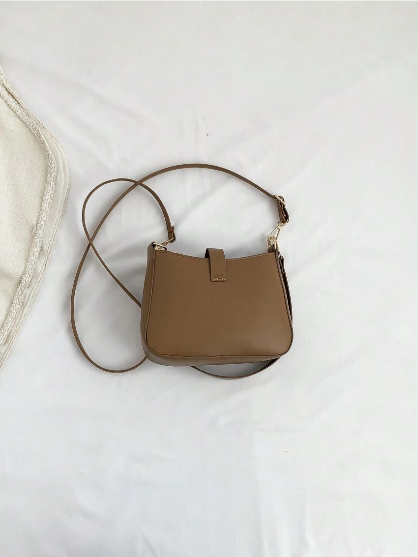 Mini Hobo Bag Black Twist Lock Adjustable-strap PU