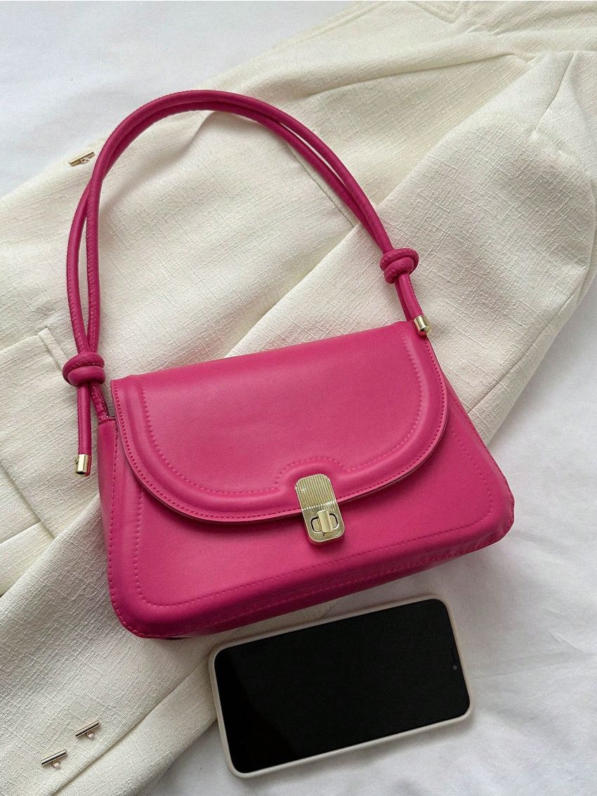 Small Flap Square Bag Turn Lock Elegant