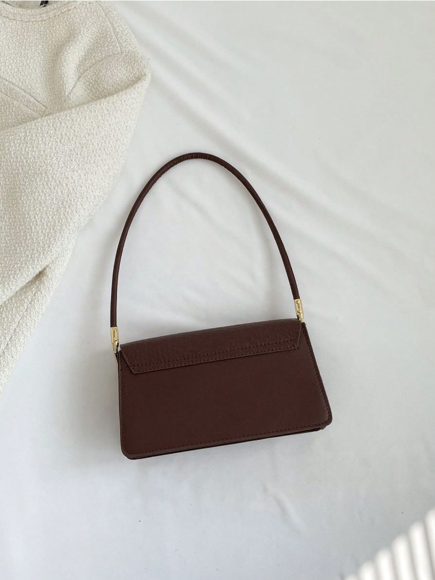 Small Flap Square Bag Crocodile Embossed Minimalist