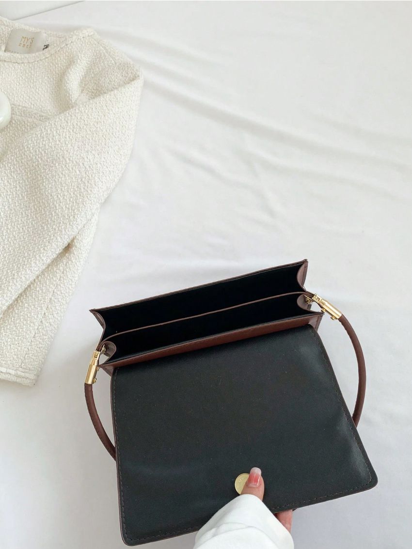 Small Flap Square Bag Crocodile Embossed Minimalist