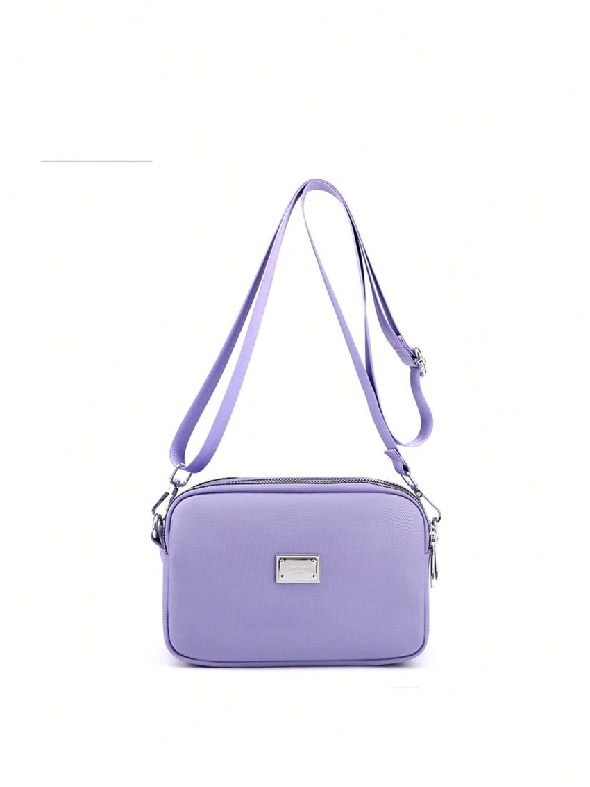 Mini Square Bag Metal Decor Nylon With Zipper