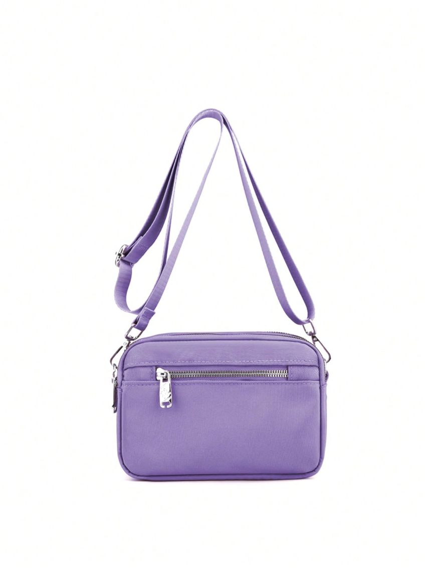Mini Square Bag Metal Decor Nylon With Zipper