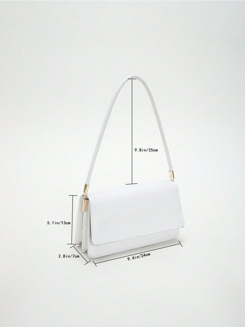 Small Flap Square Bag Crocodile Embossed Minimalist