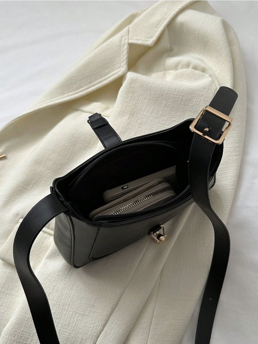 Small Hobo Bag Metal Decor Elegant Adjustable Strap