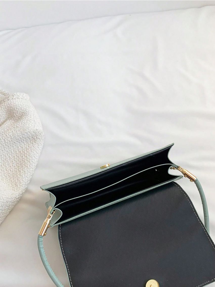 Small Flap Square Bag Crocodile Embossed Minimalist