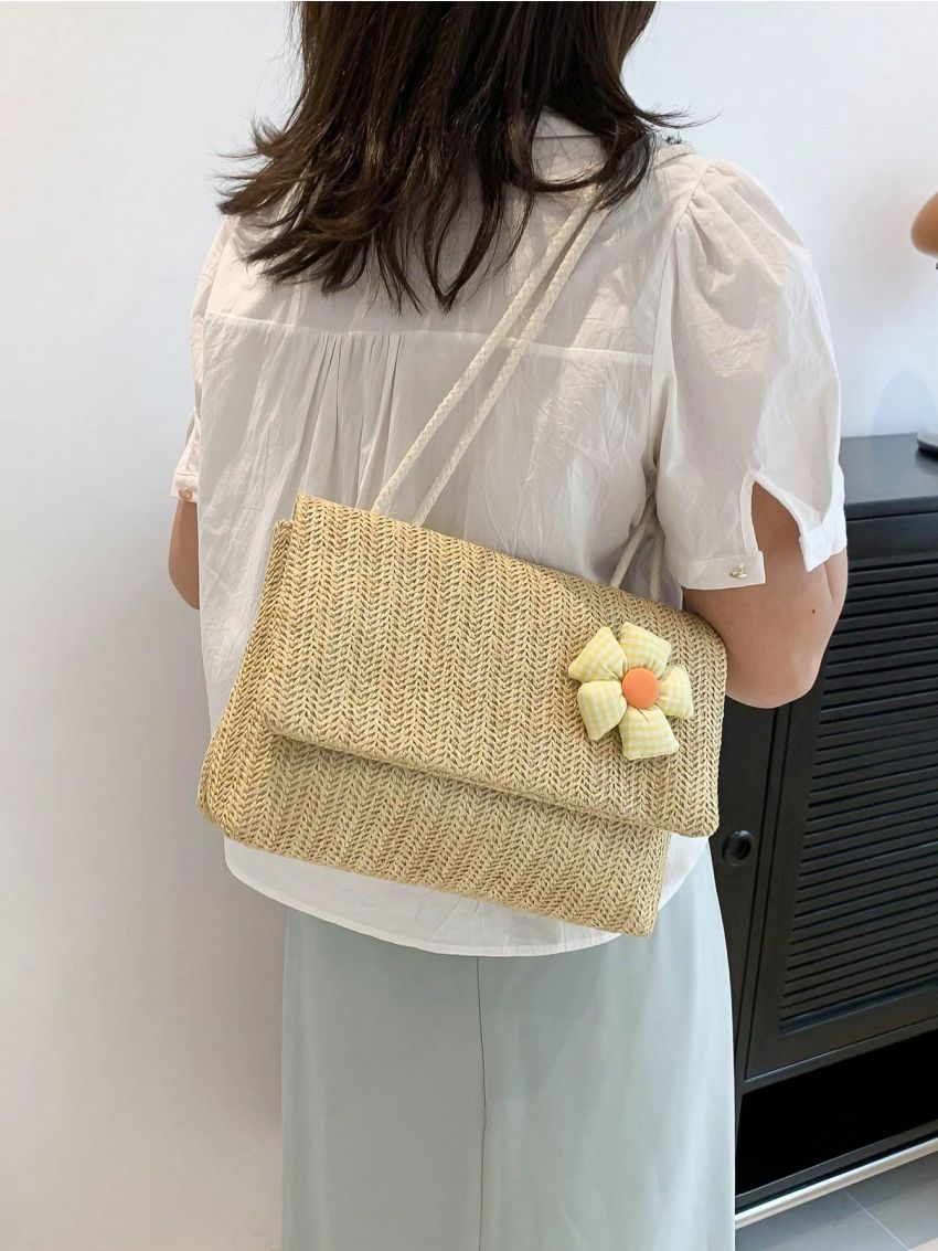 Flap Straw Bag Vacation For Summer