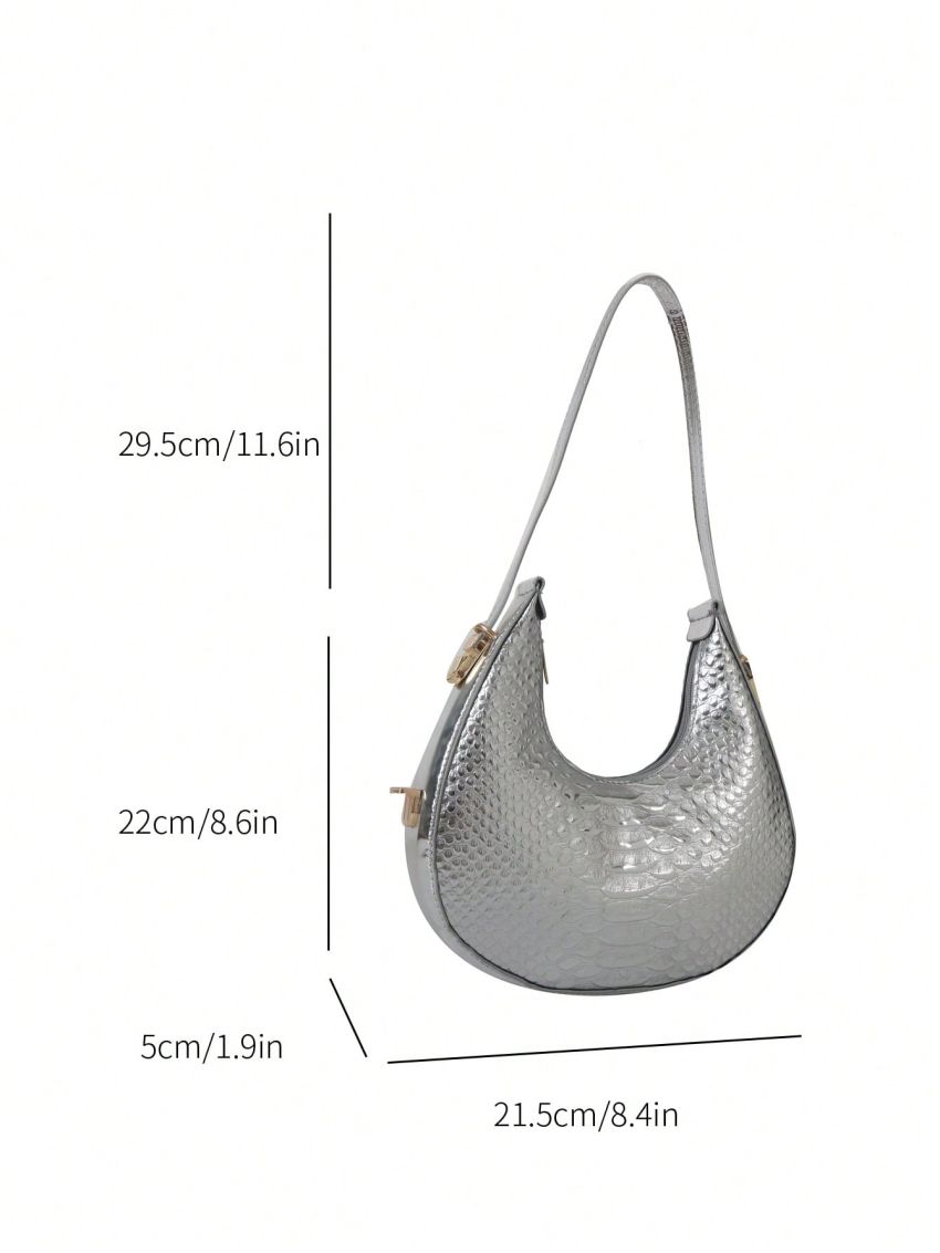 Small Funky Style Hobo Bag Crocodile Embossed