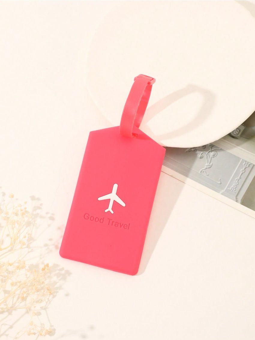 Airplane Pattern Pink Luggage Tag For Travel
