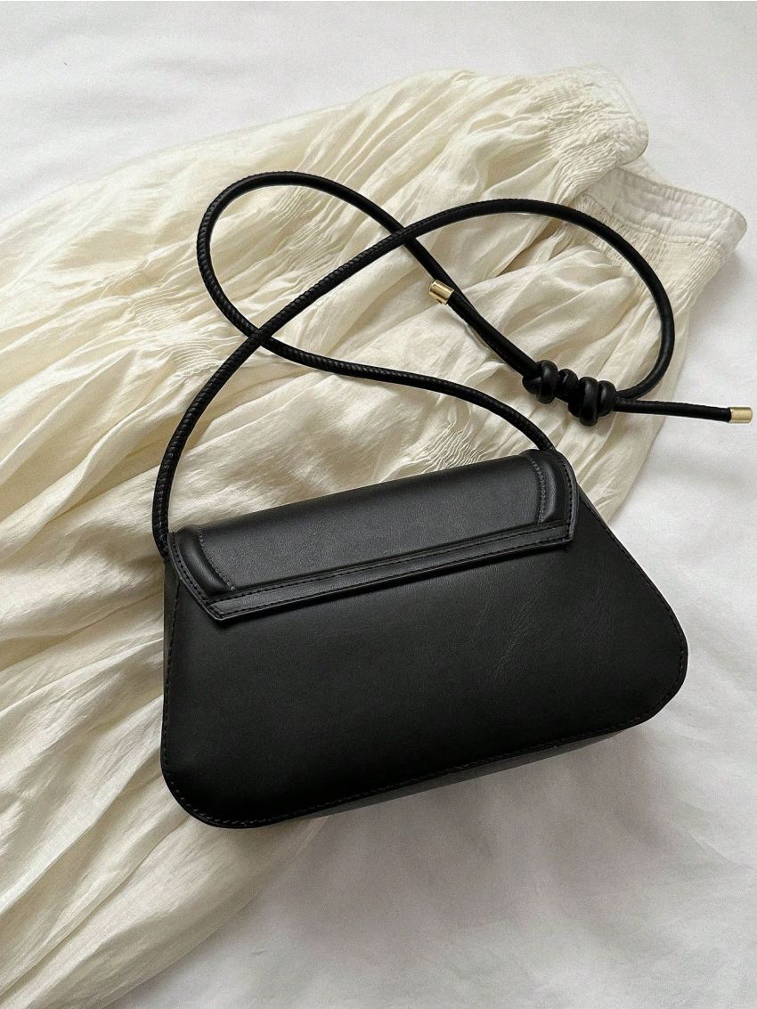 Small Square Bag Black Snap Button PU