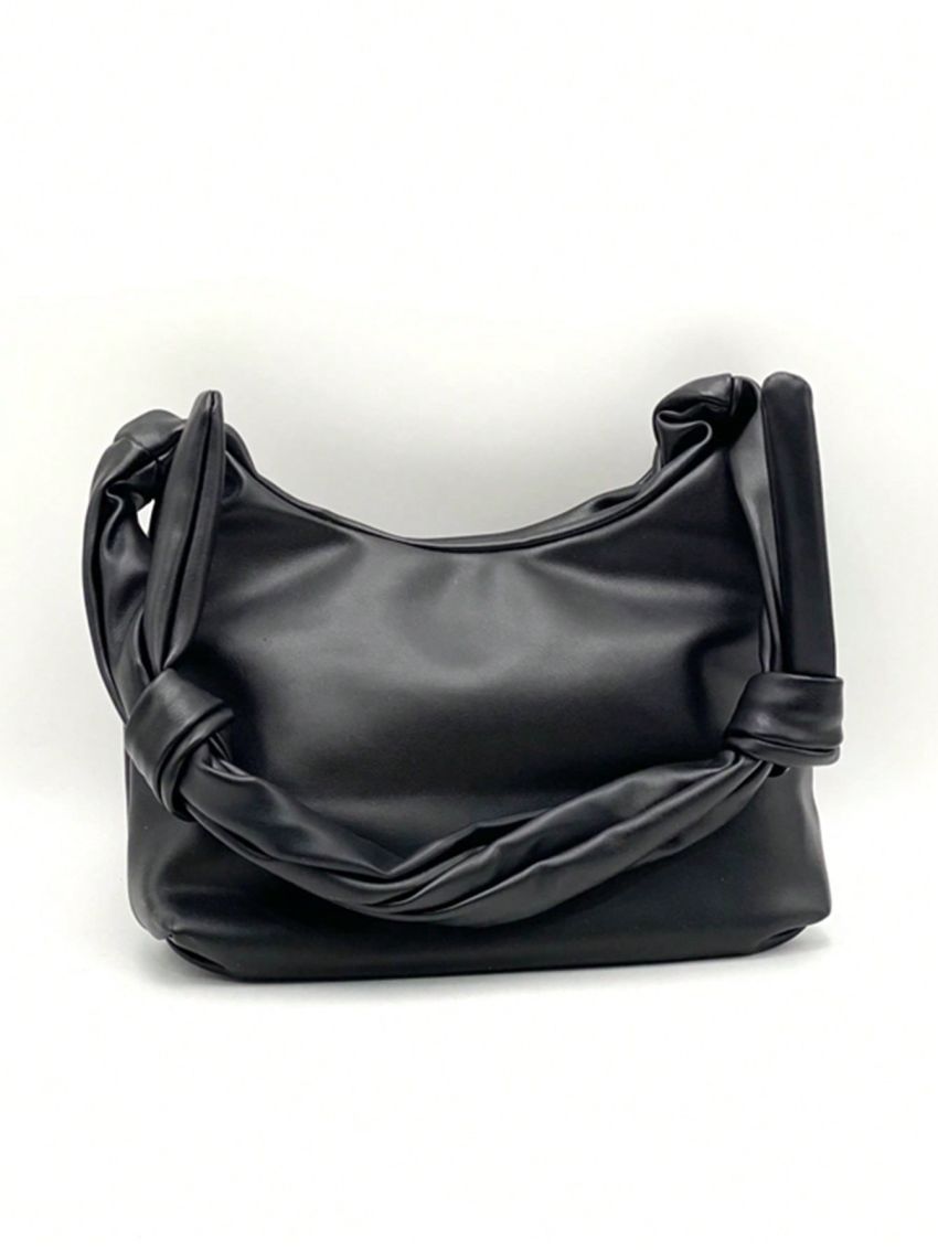 Minimalist Hobo Bag Black Medium PU