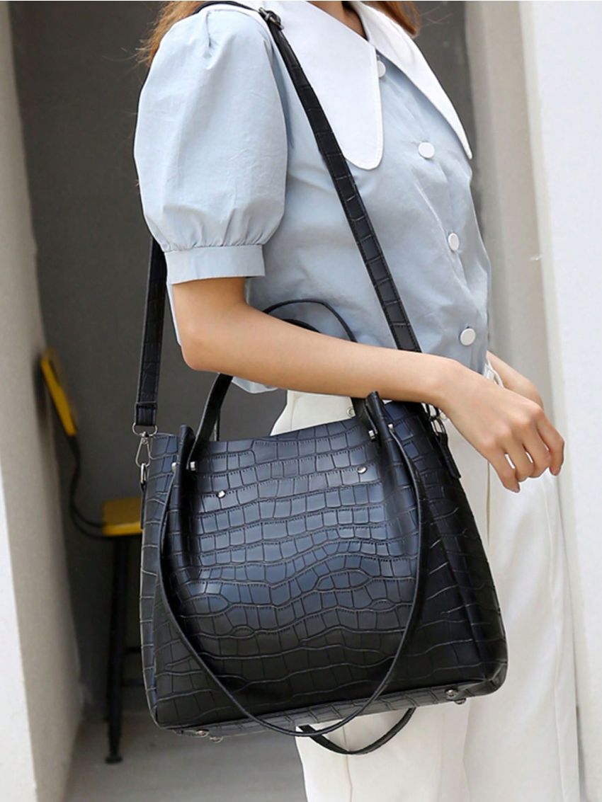 4pcs Retro Style Tote Bag Set, Women's Pu Handbag & Crossbody Bag & Clutch Purse & Card Holder, Mothers Day Gift For Mom