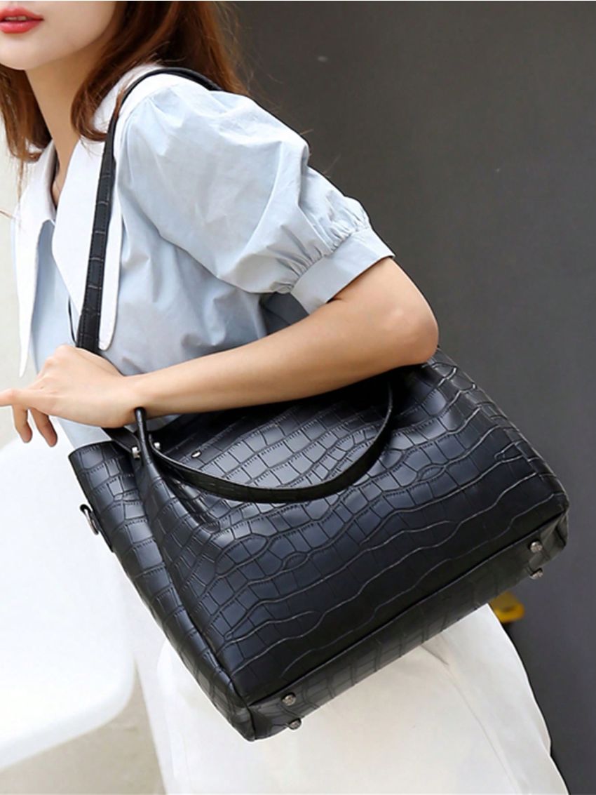 4pcs Retro Style Tote Bag Set, Women's Pu Handbag & Crossbody Bag & Clutch Purse & Card Holder, Mothers Day Gift For Mom