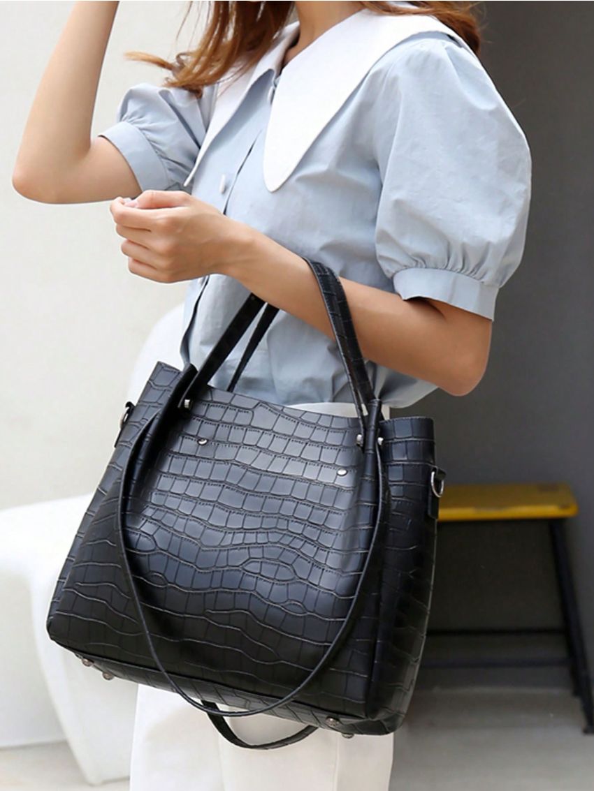 4pcs Retro Style Tote Bag Set, Women's Pu Handbag & Crossbody Bag & Clutch Purse & Card Holder, Mothers Day Gift For Mom