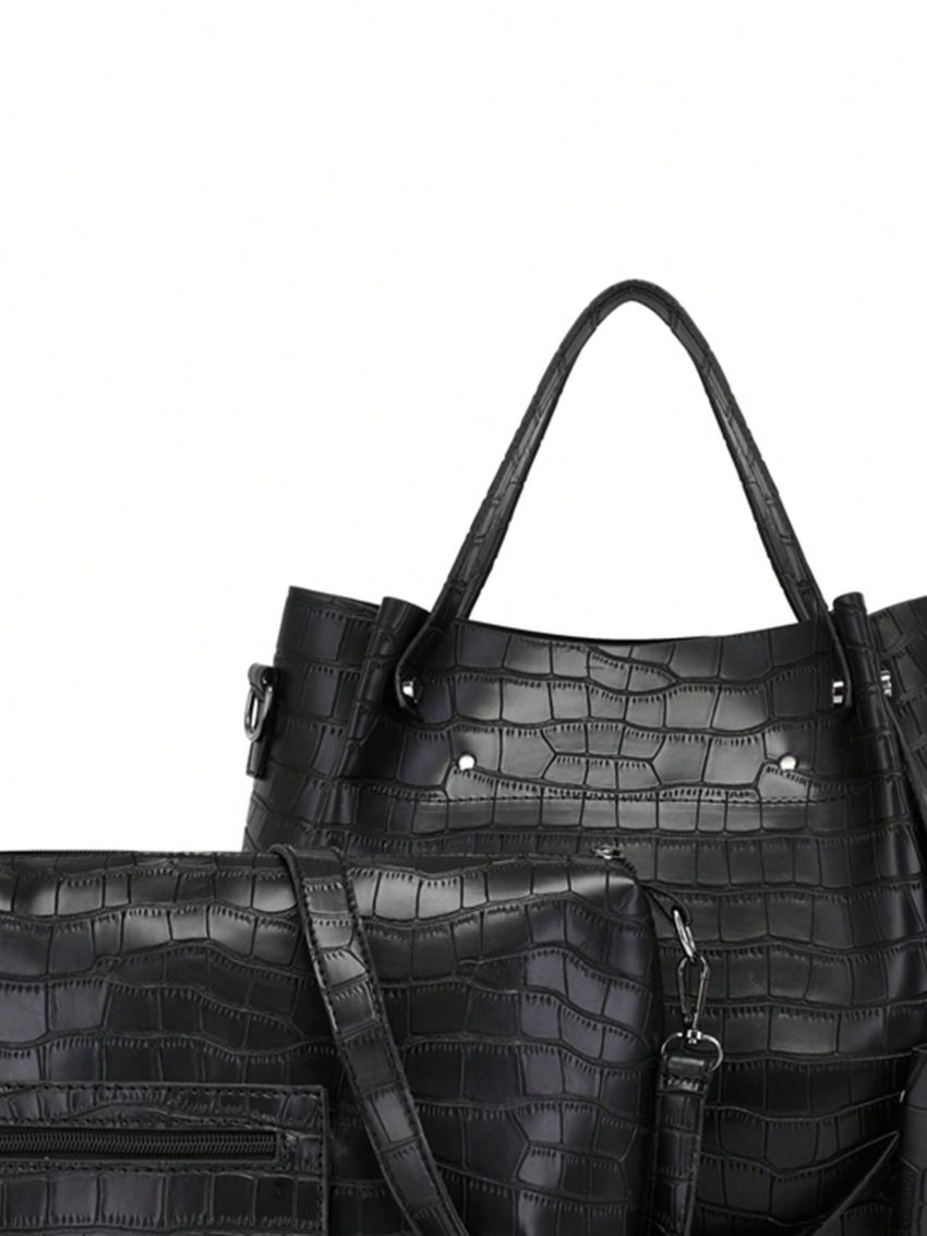 4pcs Retro Style Tote Bag Set, Women's Pu Handbag & Crossbody Bag & Clutch Purse & Card Holder, Mothers Day Gift For Mom