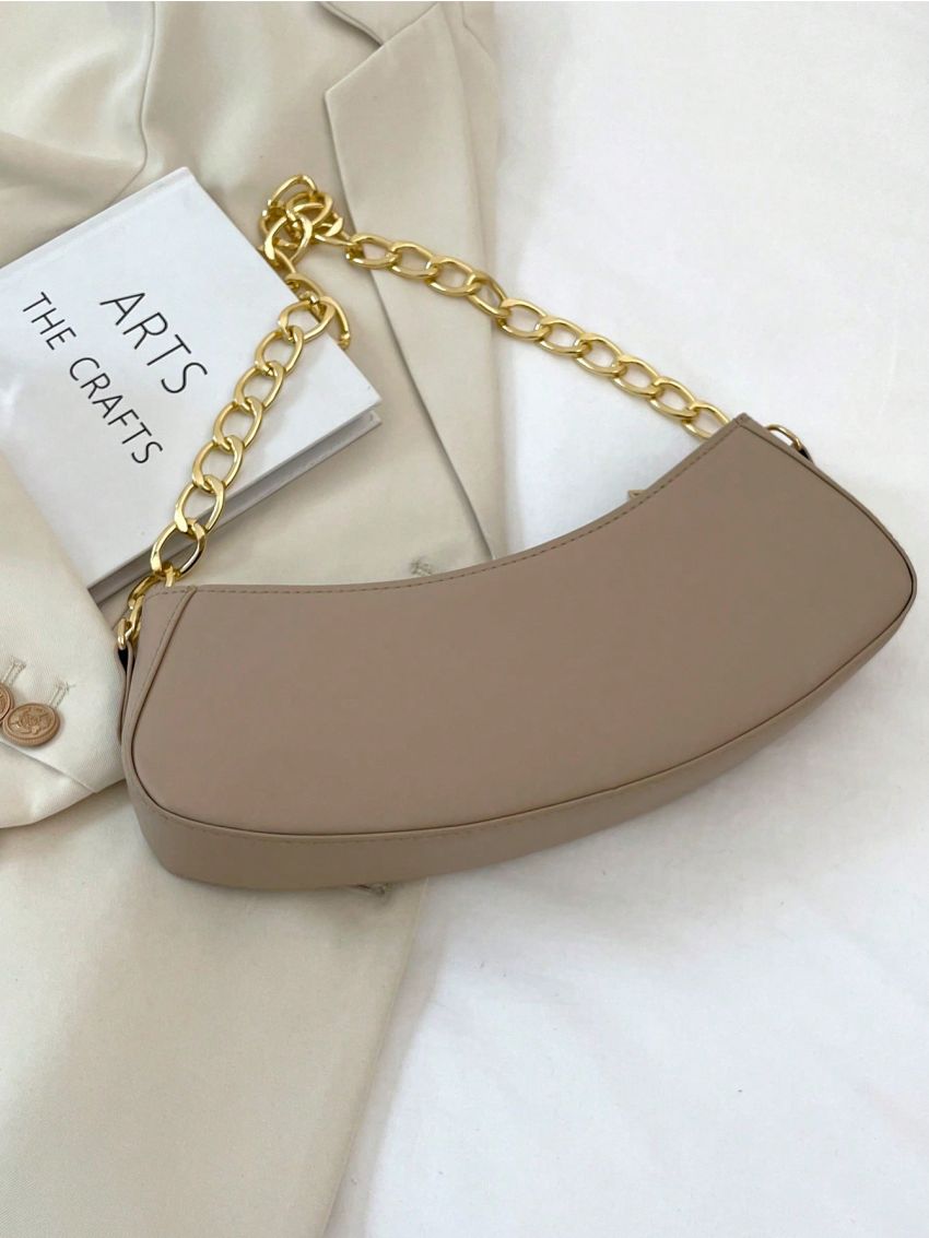 Medium Baguette Bag Letter Print Chain Strap