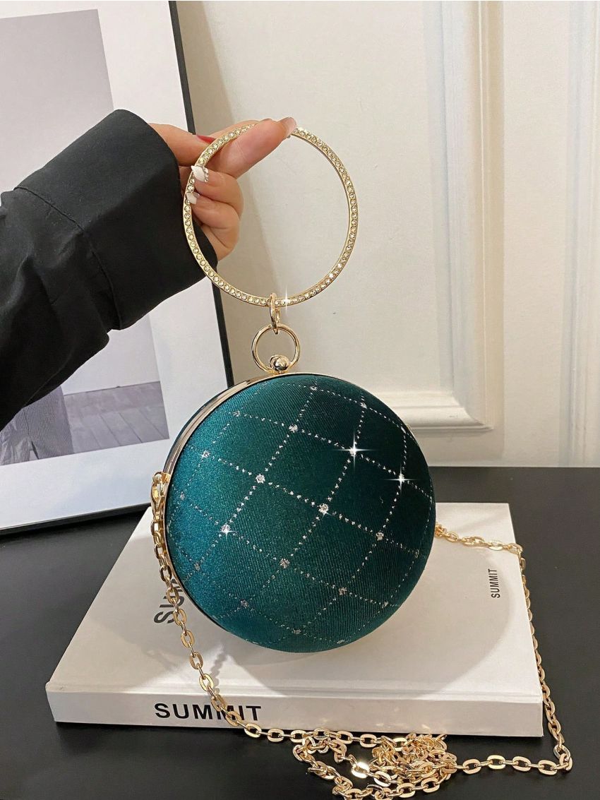 Fashionable Sparkling Ring Handbag Round Ball Personalized Women's Bag