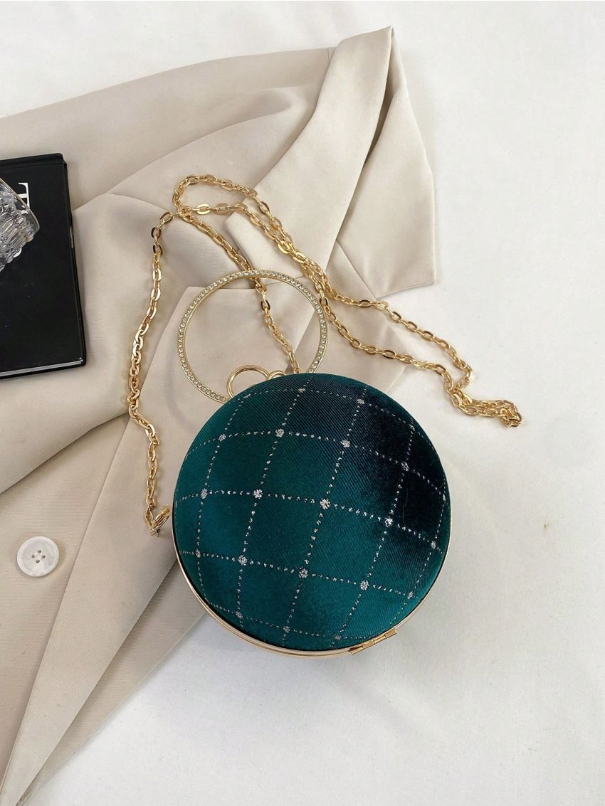 Fashionable Sparkling Ring Handbag Round Ball Personalized Women's Bag