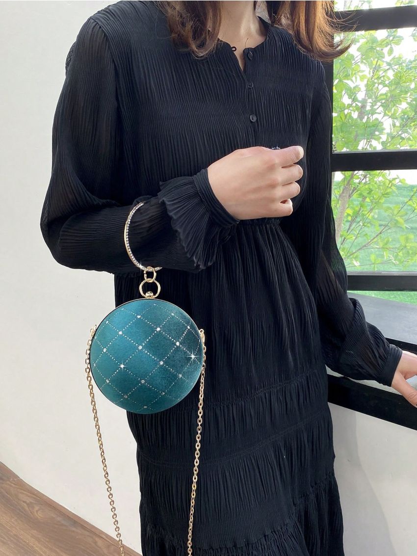 Fashionable Sparkling Ring Handbag Round Ball Personalized Women's Bag
