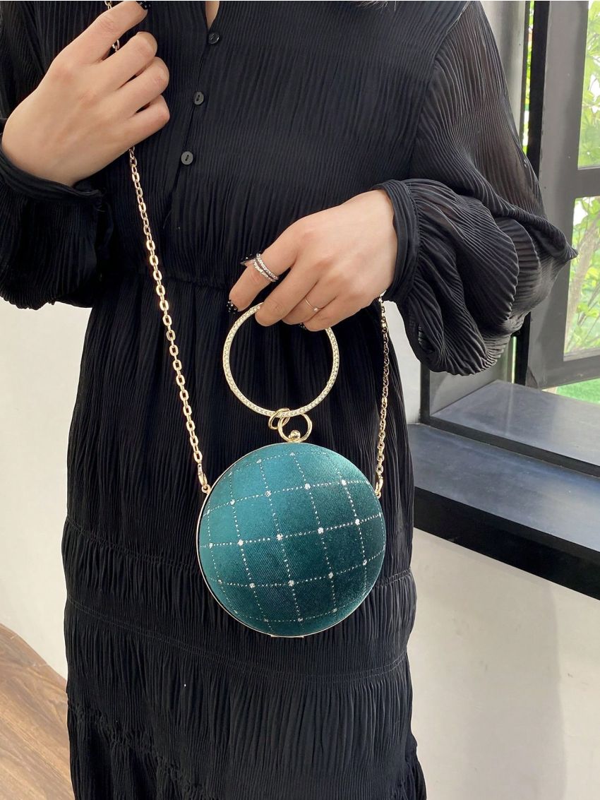 Fashionable Sparkling Ring Handbag Round Ball Personalized Women's Bag