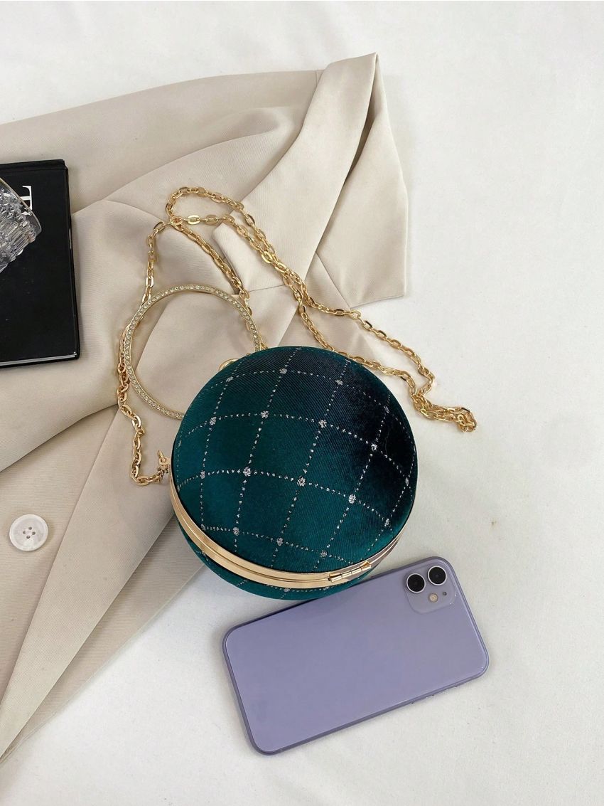 Fashionable Sparkling Ring Handbag Round Ball Personalized Women's Bag