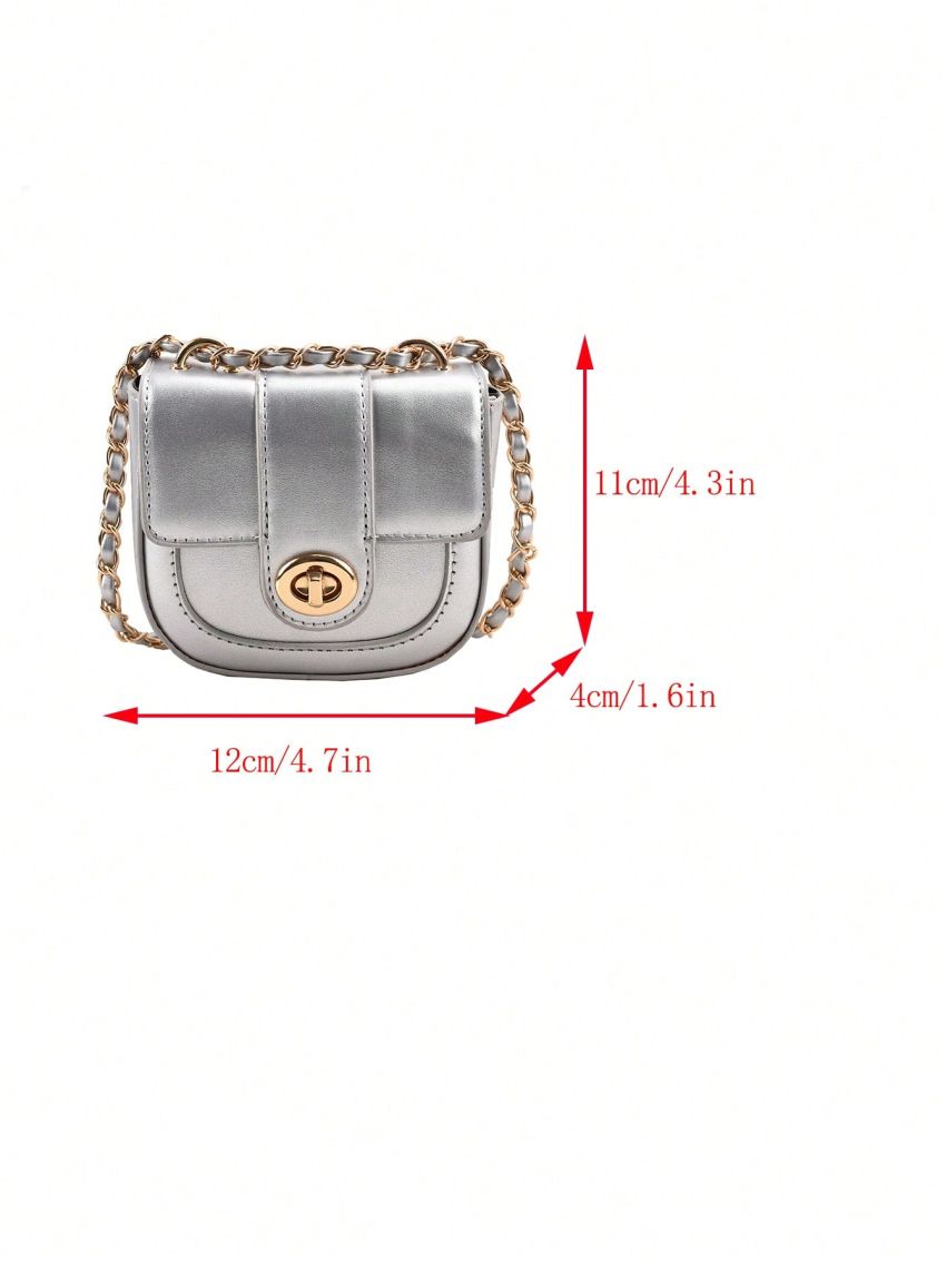 Mini Saddle Bag Twist Lock Chain Strap Solid Color