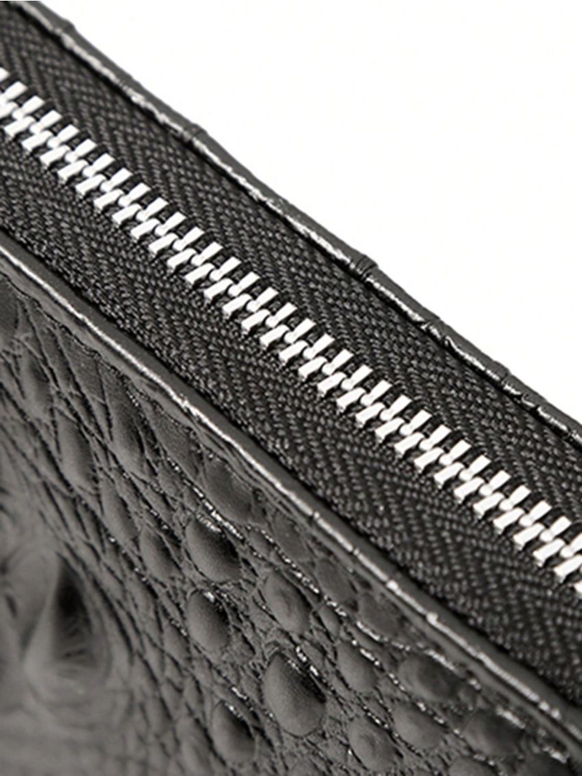 Crocodile Clutch Purse Double Zipper Purse Retro Purse Women's Long Wallet